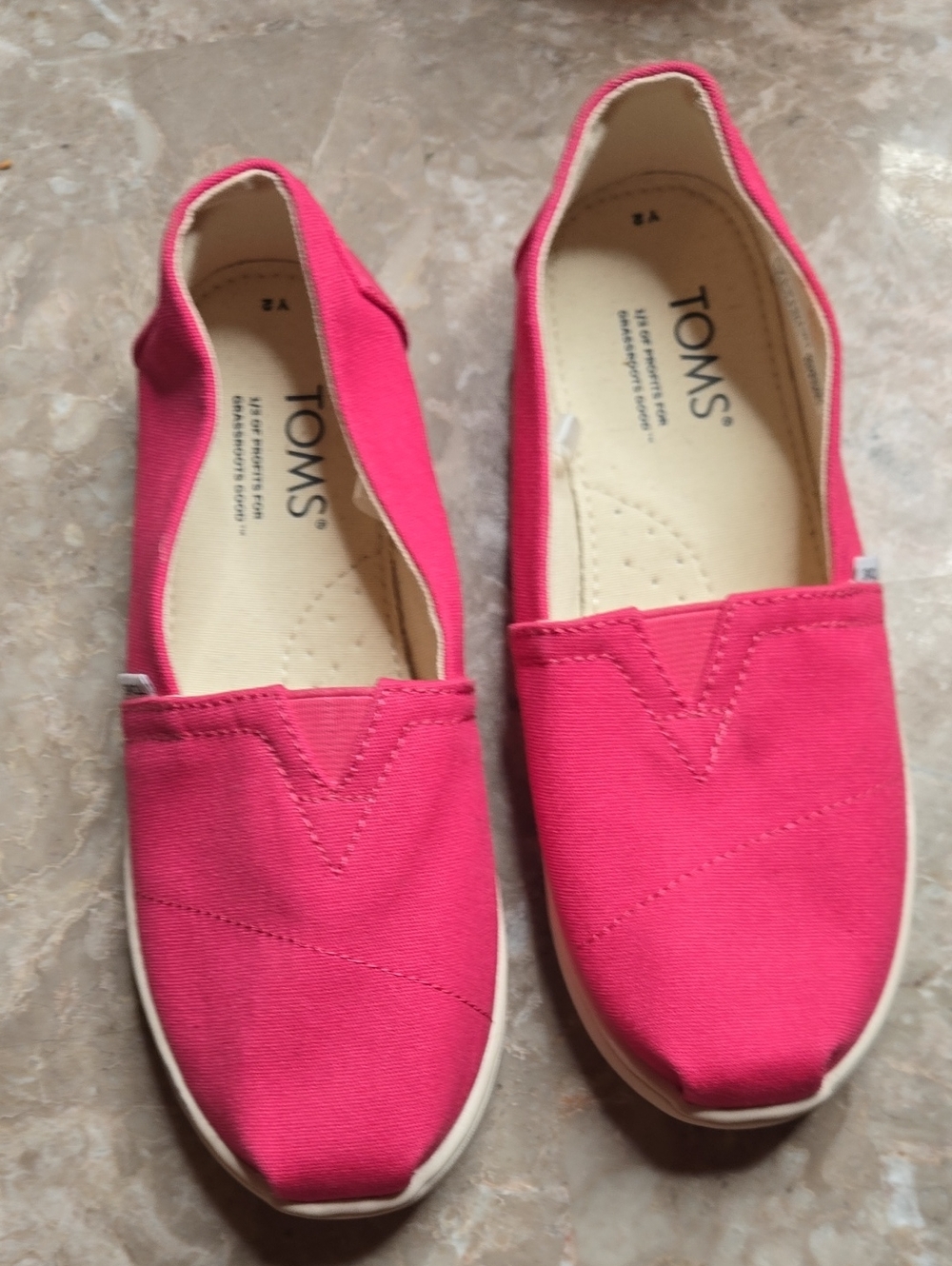 Toms Pink Canvas Kids Slip-On Flats